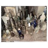 Large lot of vintage bottles some marked -