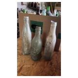 3 vintage clear bottles from Holsopple PA