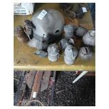 Vintage leather brim miners helmet and carbide
