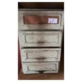 Wooden 4 drawer cabinet with contents