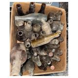 Box lot of assorted vintage glass bottles - Tulip