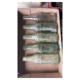 Vintage green tinted glass embossed Soda Water