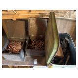 Boxes of copper plated hardware and misc