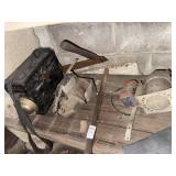 Vintage portable railway phone, motor and misc
