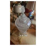 Large Glass Crystal Lidded Dish