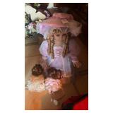 Porcelain Doll W Children Dolls