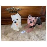 2 decorative dog statues
