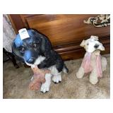2 decorative dog statues