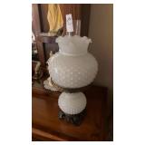 White Hobnail Table Lamp