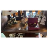 Shelf lot - burgundy keepsake music box, vintage
