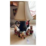 Teapot Style Desk Lamp and Fairy Figurines