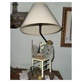 Table lamp with chair of fishing accessories