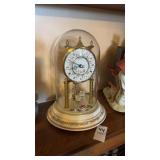 Vintage Bulova Floral Ceramic Base Glass Dome