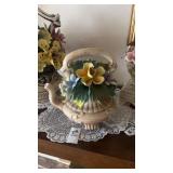 Capodimonte-style porcelain floral Teapot
