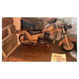 Handcrafted wooden cruiser style motorcycle with