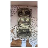 Lot of 3 Vintage Mining Belt Buckles