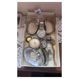 Tray Lot of Wrist and Pocket Watches