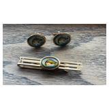 Vintage Trout Tie Clip and Cufflinks