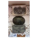 Lot of 3 Vintage Mining Belt Buckles