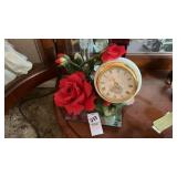 Rose Desk Clock and 2 Mini Clock Figurines