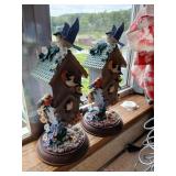 Pair of Bradford Exchange birdhouse figures