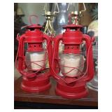 Set of 2 red lanterns with candles