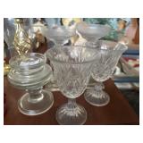 Lot of crystal candle holders and goblets