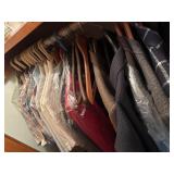 Lot of mens suit coats, plaid dress ts, drawer