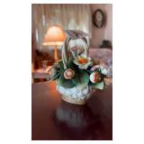 Vintage Italian Capodimonte ceramic flower basket
