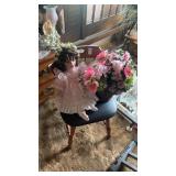 Doll, Faux Flowers and Chair