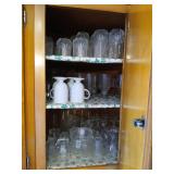 Cabinet lot of cups, glasses, and bowls