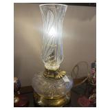 Vintage Dresden crystal and brass hurricane table