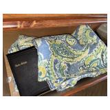 Set of quilted pillow cases and Holy Bible