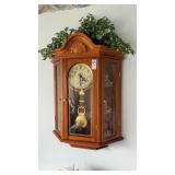 Vintage Wooden Curio Cabinet Wall Clock with