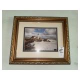 Lighthouse framed art and 2 wall sconces