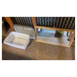 Wall Mirror and Plastic Tubs