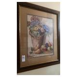 3 matching decorative floral framed paintings