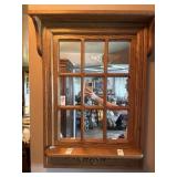 Wooden window pane wall mirror with shelf 19.5 X