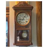 Wooden pendulum chiming wall clock with key