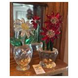 Set of 2 flower crystal decor