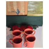 Lot 8a Box of coffee mugs and apple shelf