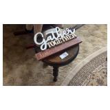 Gather Together Sign and Wooden Stool