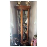 Corner Lighted Wooden Curio Cabinet