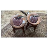 Pair of Wooden Apple Foot Stools