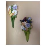 Lot of 3 floral/bird wall decor