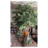 Pair of Faux Leafy Tree Plants 6 Ft Tall