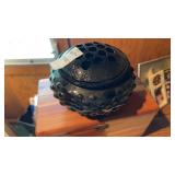 Vintage L.E. Smith Black Amethyst Glass Hobnail