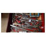 Tools in drawer, 3/4 & 3/8 drive ratchets,