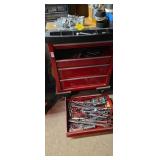 Toolbox base with rolling stand and top, top