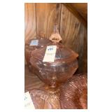 Pink Depression Lidded Dish